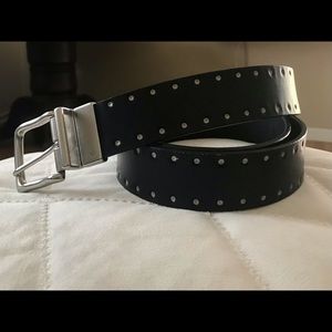 Black leather belt w/silver accents and buckle